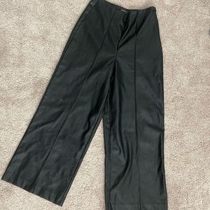 Wide Leg Leather Pants